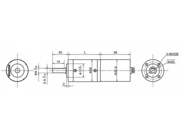 Bürstenloser Gleichstrommotor, Planetengetriebemotor 28JXB30K/28ZWNP38