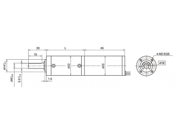 Bürstenloser Gleichstrommotor, Planetengetriebemotor 22JX10K/22ZWN45