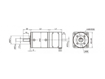 Schrittmotor mit Planetengetriebe 36JXES1000K/42STH