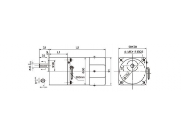 AC-Getriebemotor und Getriebe 90YN90