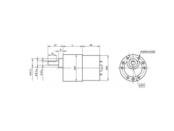 Permanenterregter DC-Getriebemotor 37JB6K/35ZY30