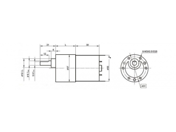 Permanenterregter DC-Getriebemotor 37JB6K/35ZY30