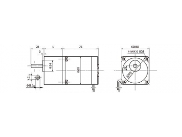 Permanenterregter DC-Getriebemotor 60JB50K/60ZY75