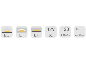 12V 8mm Indoor LED-Flexstreifen, D8120
