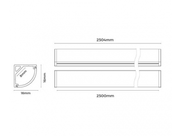 90° LED-Winkelprofil für LED-Streifen, LG1616C