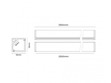 90° LED-Winkelprofil für LED-Streifen, LG1616K