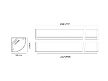 90° LED-Winkelprofil für LED-Strips, LG3030C(B)