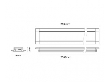 LED-Profil für LED-Streifen zur Deckenmontage, LE2507