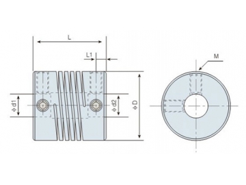 LK2-2 Beam Kupplung - Stellschraubenausführung - 4 Einschnitte