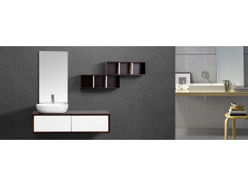 Badezimmermöbel-Set mit Unterschrank, Wandspiegel und Hängefächern, IL-N2105