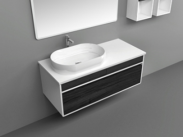 Badmöbel-Set mit Waschtischunterschrank, Wandspiegel und Seitenschrank, IL2607