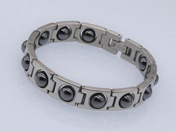 S1044 - Edelstahl Magnetarmband mit Zirkonia-Steinen, Magnetschmuck Magnetisches Gesundheitsarmband, Magnettherapie Armband