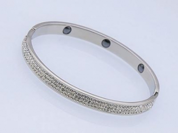 S1172 - Edelstahl Magnetarmband mit Zirkonia-Steinen, Magnetschmuck Magnetisches Gesundheitsarmband, Magnettherapie Armband