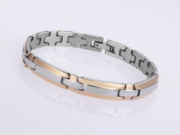 S1047-1 - Edelstahl Magnetarmband mit Gold-Look, Magnetschmuck Magnetisches Gesundheitsarmband, Magnettherapie Armband