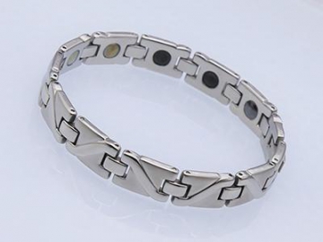 S279 - Edelstahl Magnetarmband mit schwarzen Magnetkugeln, Magnetschmuck Magnetisches Gesundheitsarmband, Magnettherapie Armband