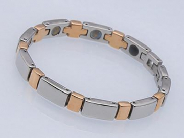 S375 - Edelstahl Magnetarmband mit Gold-Look, Magnetschmuck Magnetisches Gesundheitsarmband, Magnettherapie Armband