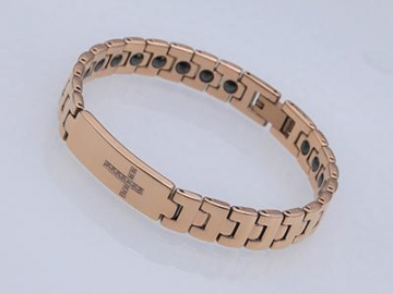 S1419-2 - Edelstahl Magnetarmband mit viereckigen Zirkonia-Steinen, Magnetschmuck Magnetisches Gesundheitsarmband, Magnettherapie Armband