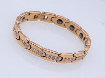 S1052 - Edelstahl Magnetarmband mit Gold-Look, Magnetschmuck Magnetisches Gesundheitsarmband, Magnettherapie Armband