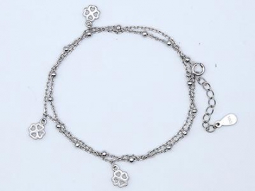 Armschmuck, Damen Armband aus 925 Sterling Silber und Zirkonia, Doppelringe Armkette, Verstellbares Armkettchen