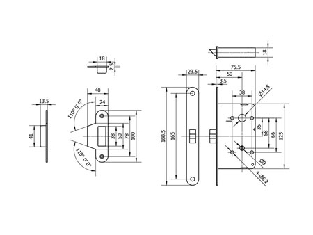 MG2814 Einsteckschloss mit Push/Pull-Türgriff