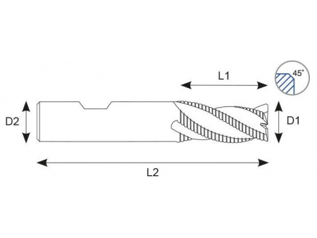 EME08 Hartmetall Schruppfräser, 3 Schneiden, für Aluminium