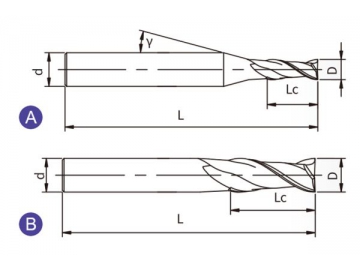 U-SL2  Hartmetall Schaftfräser, 2 Schneiden, mit langer Schneide