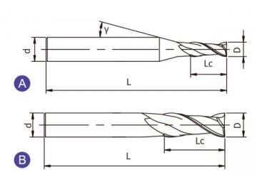 U-SH2  Hartmetall Schaftfräser, 2 Schneiden, langer Schaft