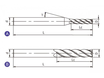 U-SL4  Hartmetall Schaftfräser, 4 Schneiden