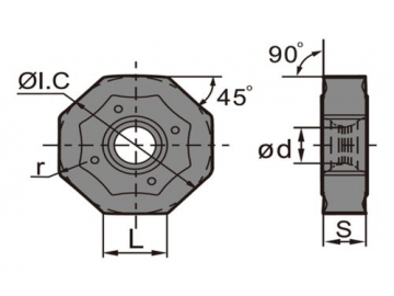 Planfräser Octagon/ Octagon Wendeschneidplatte zum Planfräsen, zweiseitig