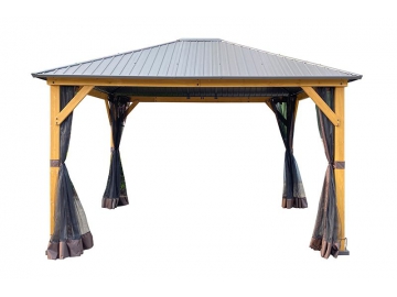 14' x 12' Pavillon aus Holz, mit verzinktem Stahldach