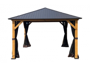 14' x 12' Pavillon aus Holz, mit verzinktem Stahldach