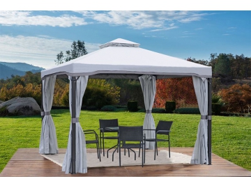 10' x 10' Pavillon mit Textildach aus Polyesterstoff und Vorhang