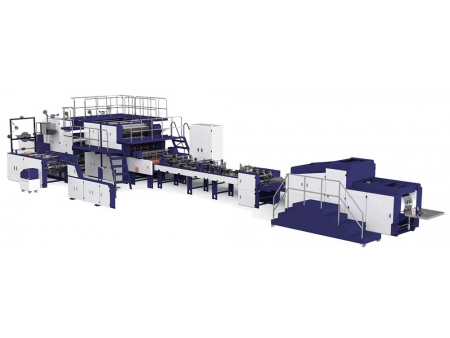Blockbodenbeutelmaschine Maschine für J-Cut-Papierbeutel mit gefalteten Kordel- oder Flachhenkeln (Rollzuführung) Blockbodenbeutelmaschine Maschine für J-Cut-Papierbeutel mit gefalteten Kordel- oder Flachhenkeln (Rollzuführung)