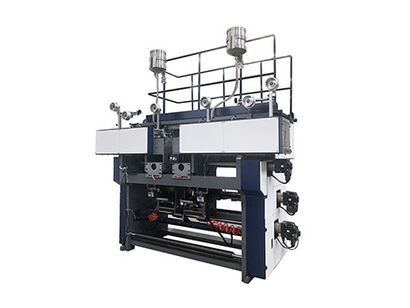 Blockbodenbeutelmaschine Maschine für J-Cut-Papierbeutel mit gefalteten Kordel- oder Flachhenkeln (Rollzuführung)