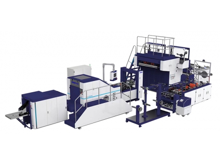 Blockbodenbeutelmaschine Maschine für Papierbeutel mit stehenden Flachhenkeln