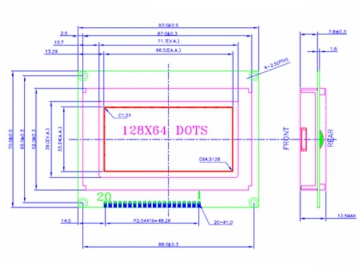 LCD-Grafikdisplay, 128x64, COB