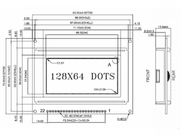 LCD-Grafikdisplay, 128x64, COB