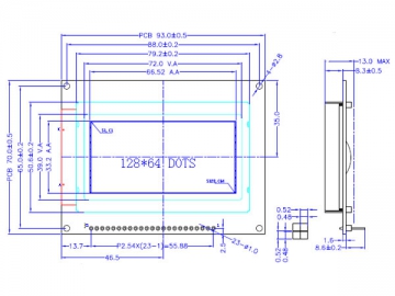 LCD-Grafikdisplay, 128x64, COB