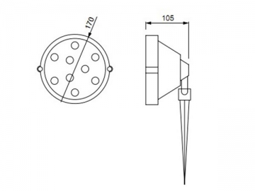 An Mast montierte LED-Rasenlampe