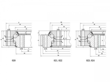 Zweireihige Kugeldrehverbindungen mit verschiedenen Durchmessern - 02 Serie
